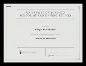Certificate E-business and web marketing from U of T